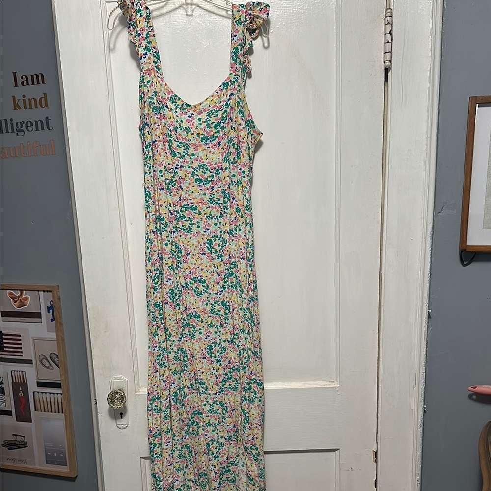LOFT Green Sleeveless V-neck Maxi Sundress